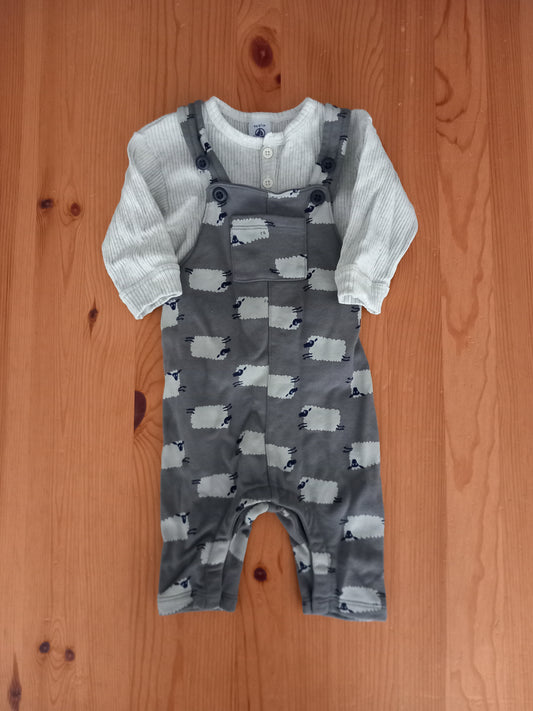 Dungarees & Long Sleeve Top Set - Unisex 6 months - Petit Bateau