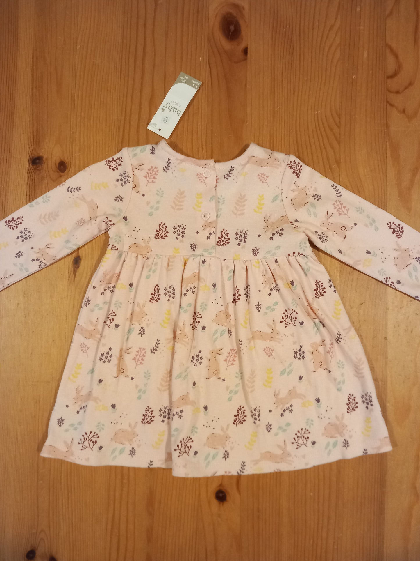 Long Sleeve Rabbits Dress (BNWT) - Girls 3-6 months - M&Co