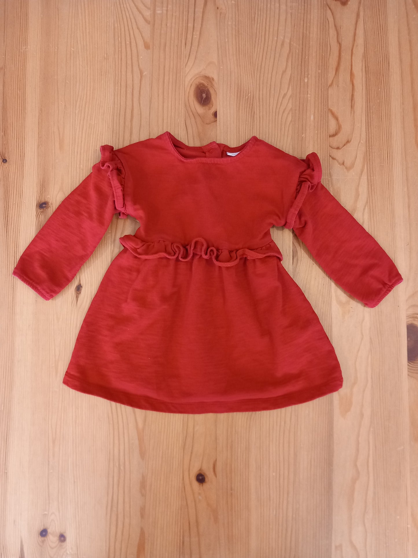 Red Long Sleeve Ruffles Dress - Girls 9-12 months - Next