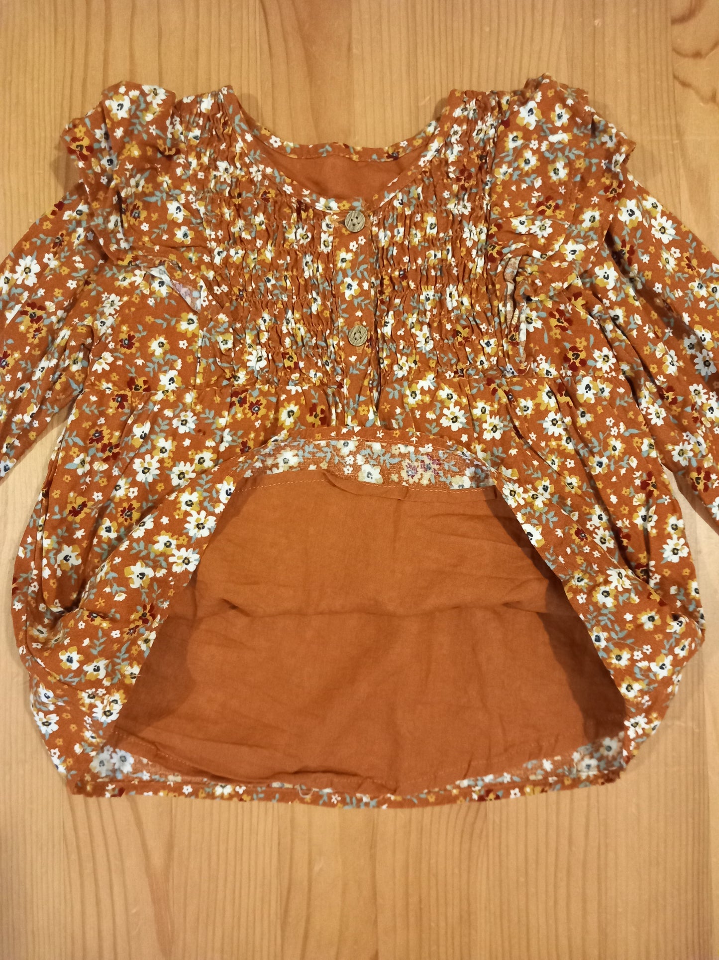 Brown Long Sleeve Floral Top - Girls 12-18 months - Matalan