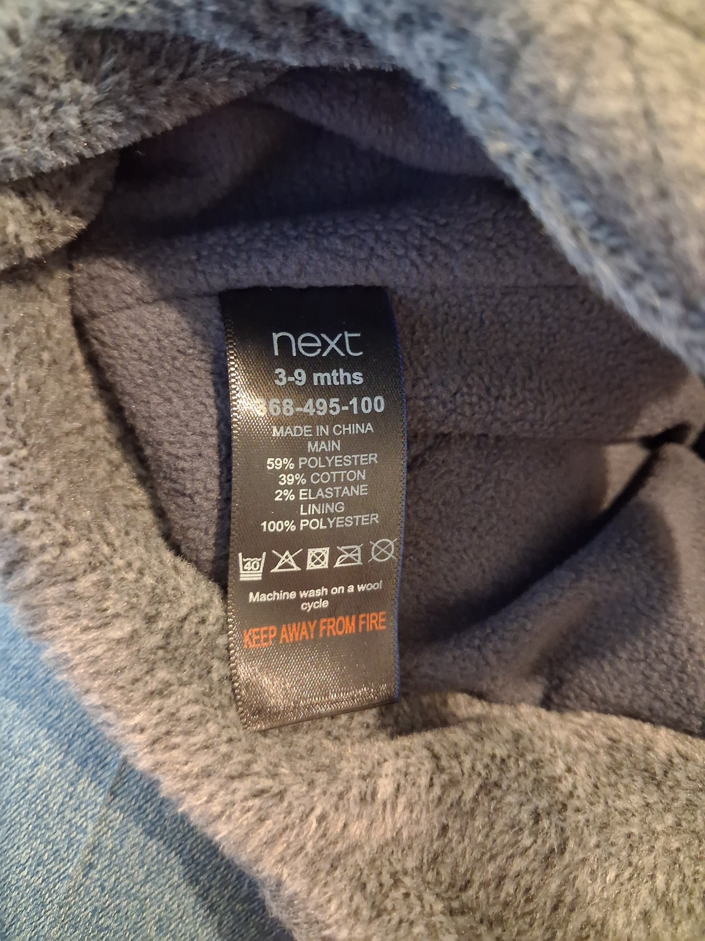 Grey Fleece Lined Hat With Chin Strap - Boys 3-9 months - Next