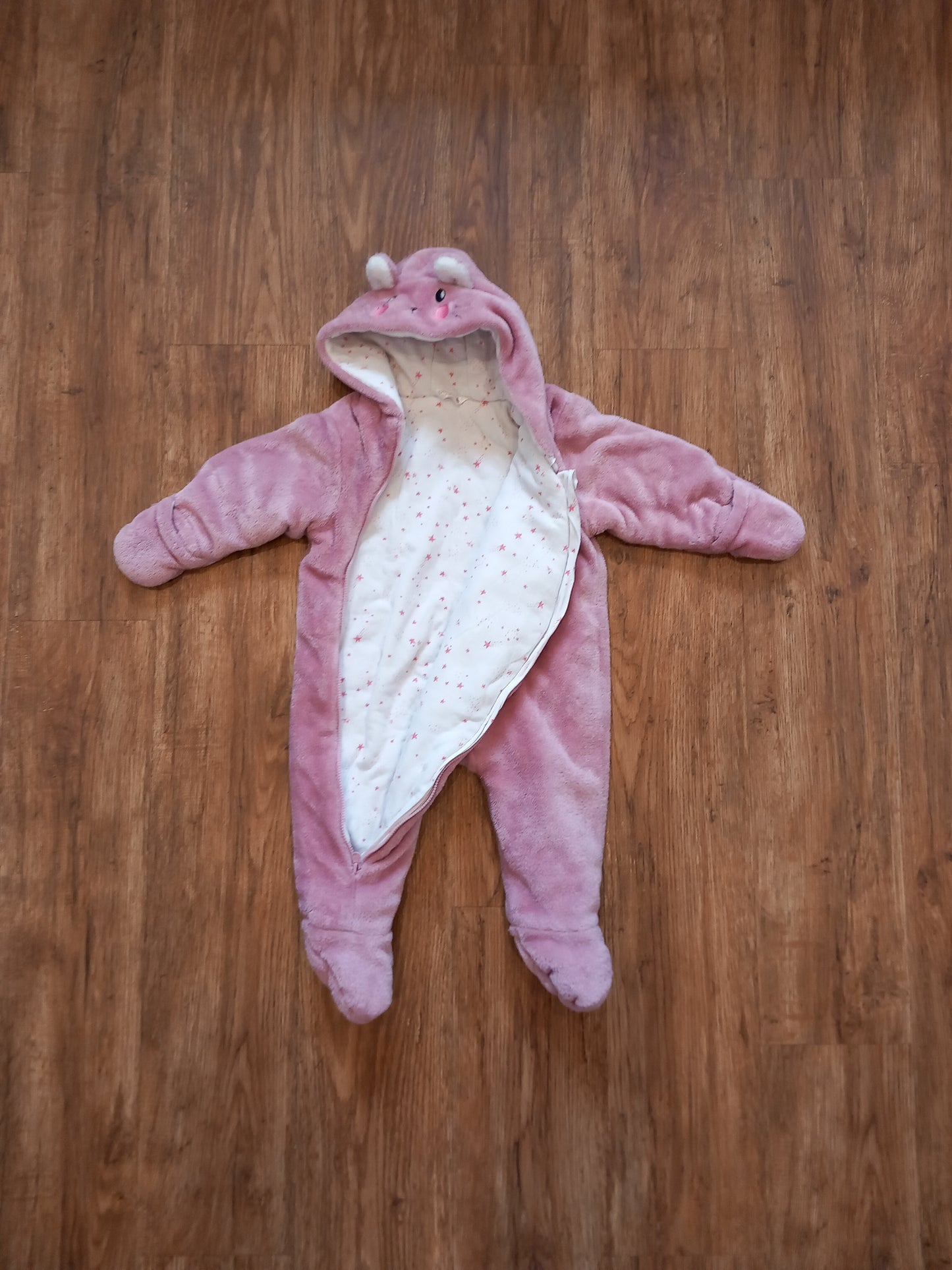 Pink Furry Animal Pramsuit - Girls 6-9 months - M&Co