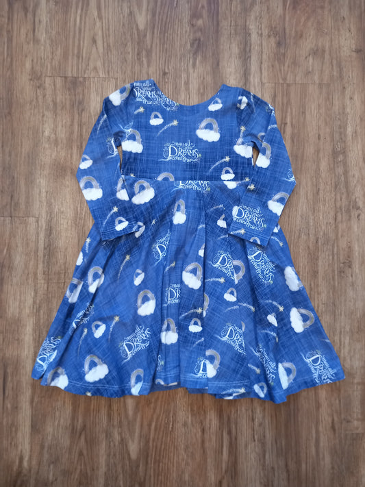 Handmade Long Sleeve Dreams Dress - Girls 4-5 years - Me & Three
