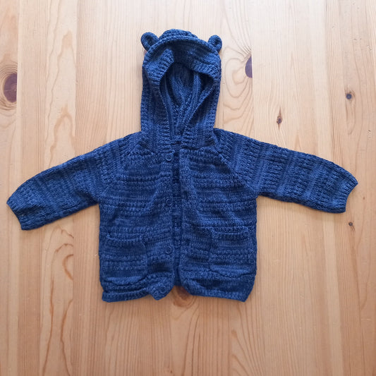 Navy Knitted Hooded Cardigan With Ears - Unisex 3-6 months - George