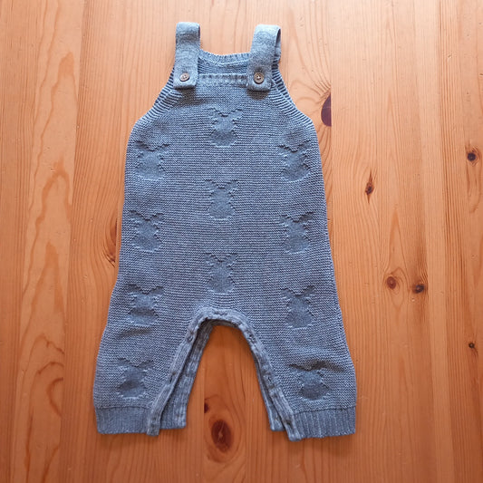 Grey Knitted Bunny Dungarees - Unisex 3-6 months - George