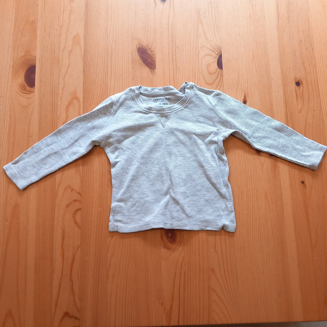 Light Grey Ribbed Long Sleeve Top - Unisex 18-24 months - Primark