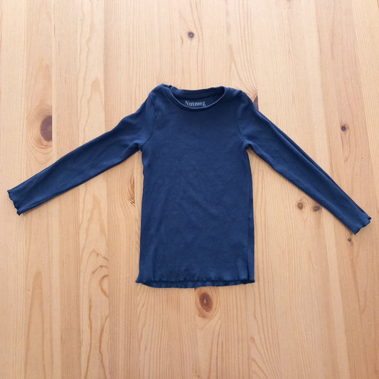 Navy Ribbed Long Sleeve Top - Girls 4-5 years - Nutmeg