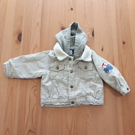 Cream Ribbed Padded Jacket With Contrast Hood - Boys 12-18 months - Junior Jasper Conran
