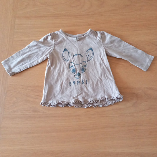 Light Brown Bambi Long Sleeve Top (some light washwear) - Girls 9-12 months - George