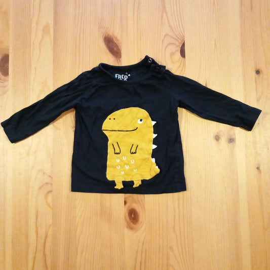 Black Long Sleeve Top With Yellow Dino - Boys 6-9 months - F&F