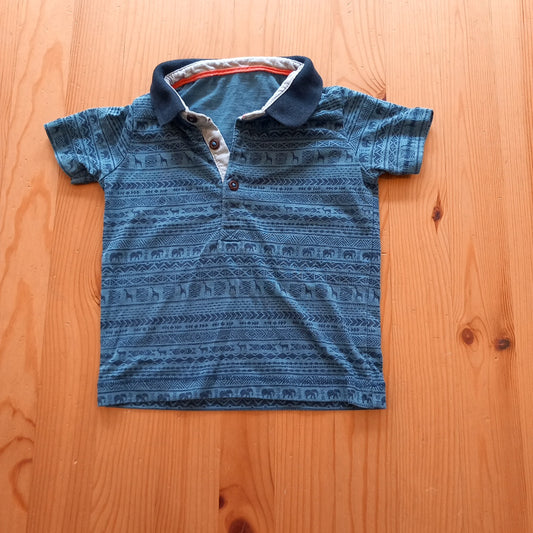 Animals and Patterns Blue Polo Top - Boys 6-9 months - Matalan