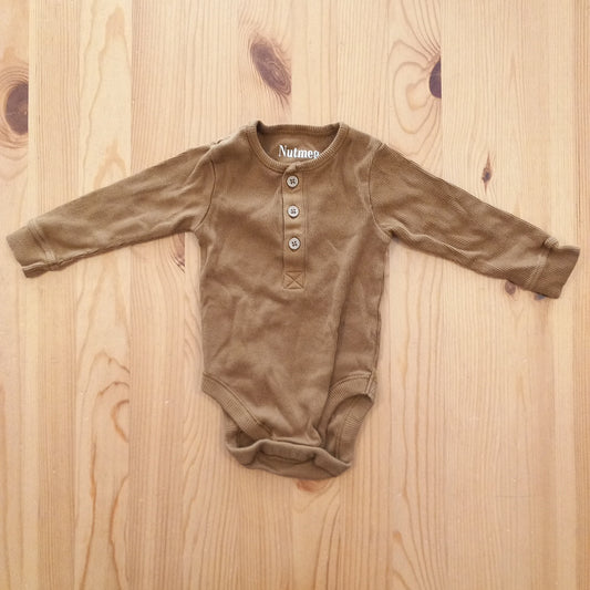 Brown Ribbed Long Sleeve Bodysuit - Unisex 6-9 months - Nutmeg