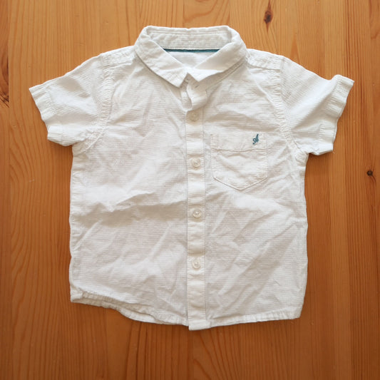 White Textured Short Sleeve Shirt - Boys 6-9 months - M&S