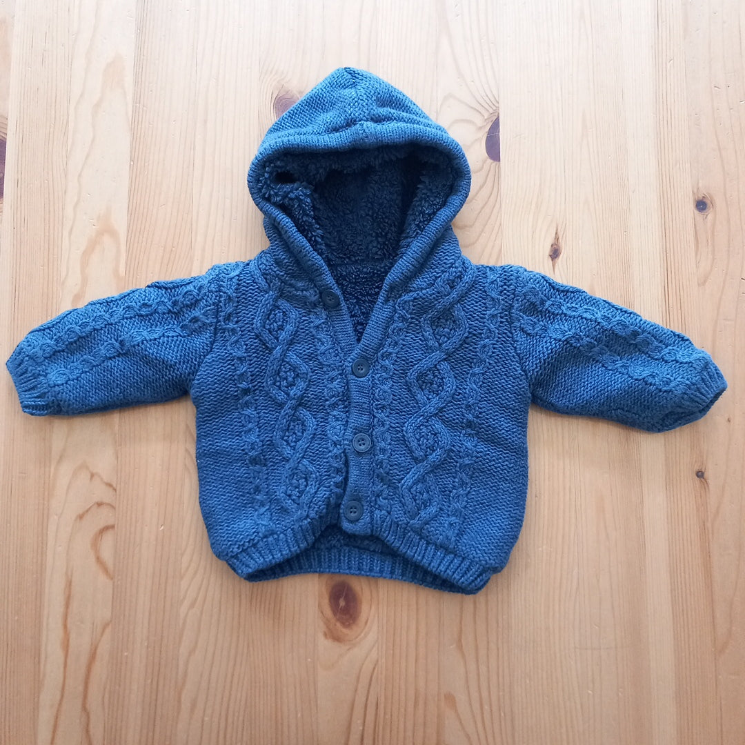 Navy Knitted Fur Lined Thick Cardigan - Boys up to 3 months - Mothercare