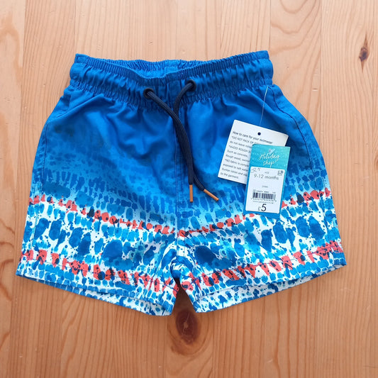 Blue Patterned Swim Shorts (BNWT) - Boys 9-12 months - Matalan