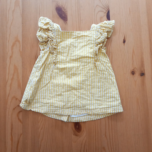 Yellow Gingham Button Back Top - Girls 9-12 months - F&F
