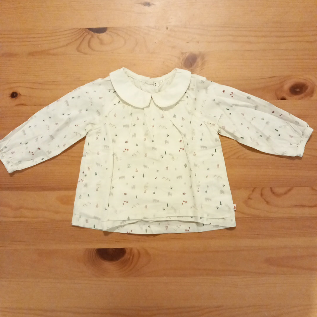 Forest Collared Long Sleeve Lined Top - Girls 6-9 months - Mothercare
