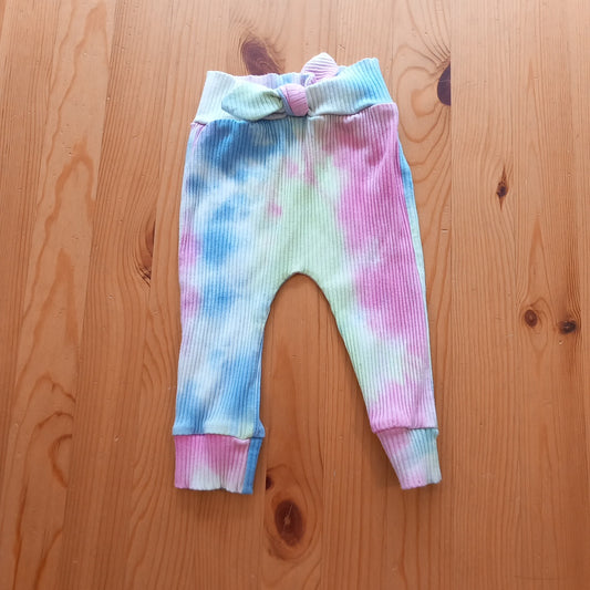 Colourful Tie Dye Style Ribbed Leggings (some light washwear) - Girls no size