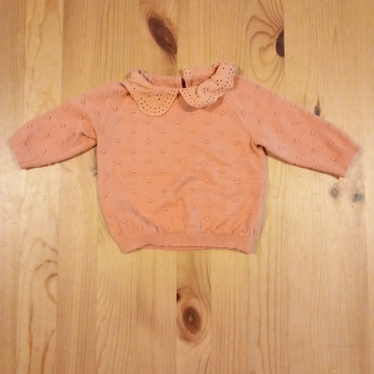 Coral/Light Orange Jumper With Collar - Girls 0-3 months - George