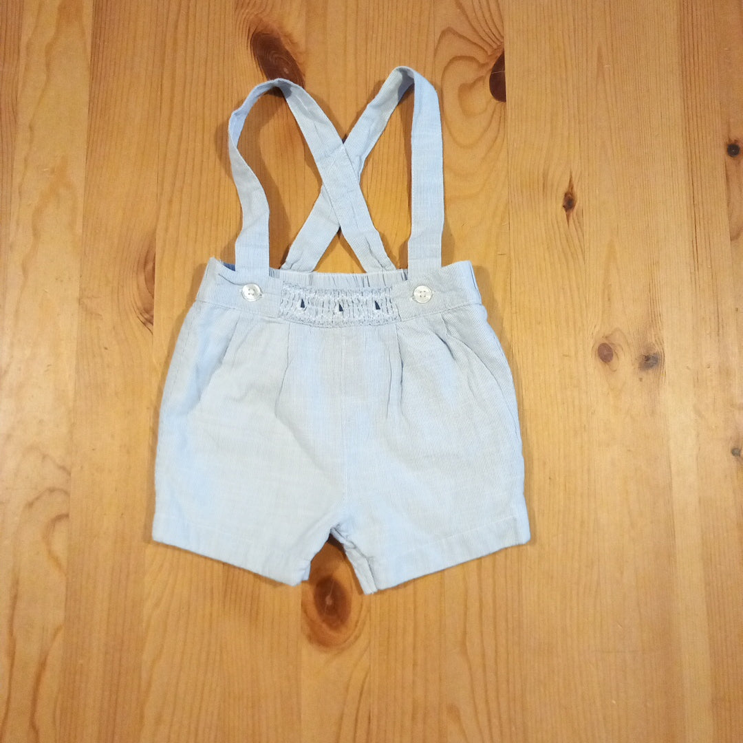 Blue And White Thin Striped Dungarees With Boats - Boys up to 3 months - Next