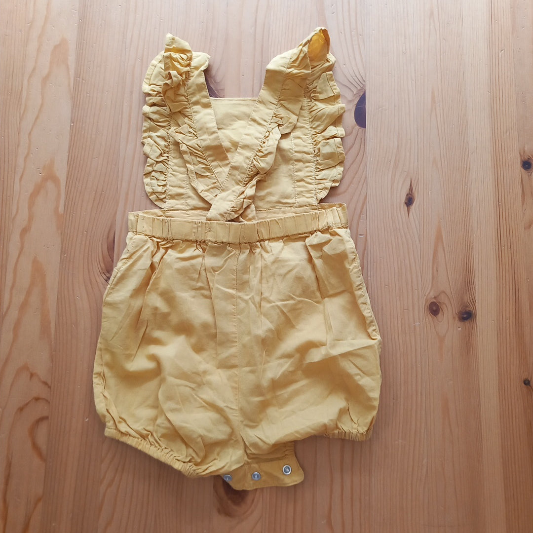 Mustard And White Sleeveless Romper - Girls 9-12 months - Matalan