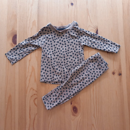Brown With Black Pattern Long Sleeve Top and Leggings - Girls 6-9 months - Matalan