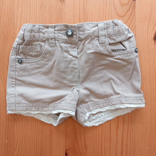 Beige Denim Shorts With Feature Buttons and Hem - Girls 12-18 months - F&F