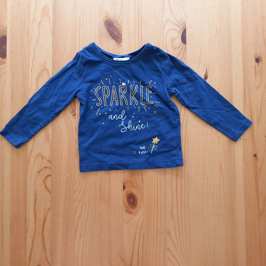 Navy Sparkle And Shine Long Sleeve Top - Girls 9-12 months - M&Co
