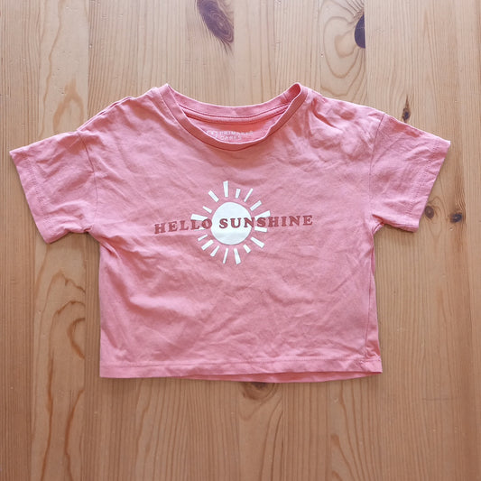 Peach/Light Orange 'Hello Sunshine' Short/Cropped T-Shirt - Girls 4-5 years - Primark