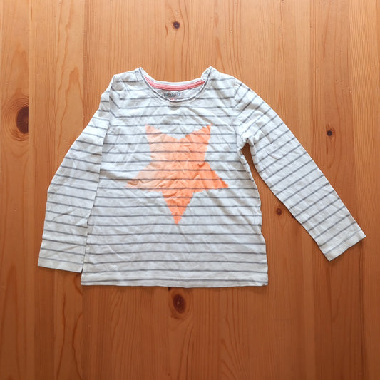 Striped Long Sleeve Top With Orange Two Tone Star - Girls 5-6 years - M&S
