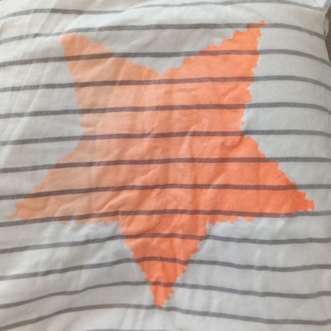 Striped Long Sleeve Top With Orange Two Tone Star - Girls 5-6 years - M&S