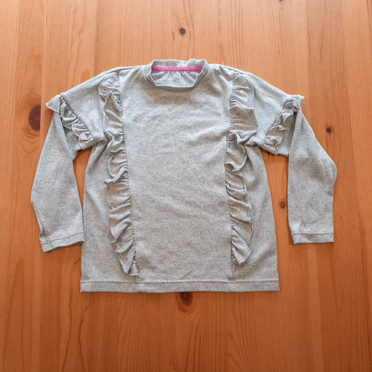 Grey Ruffle Long Sleeve Top - Girls 8 years - Matalan