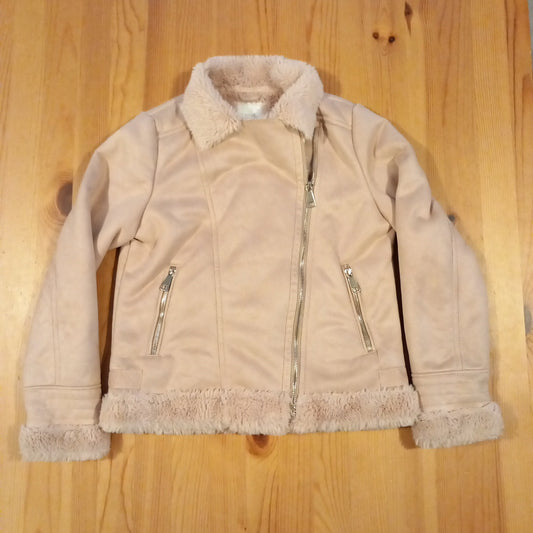Pink Soft Feel Jacket With Furry Inner - Girls 12 years - Next