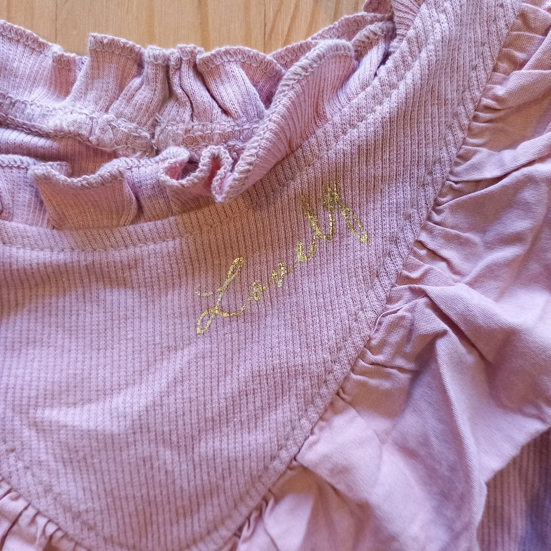 Pink 'Lovely' Ribbed T-Shirt - Girls 6-9 months - River Island