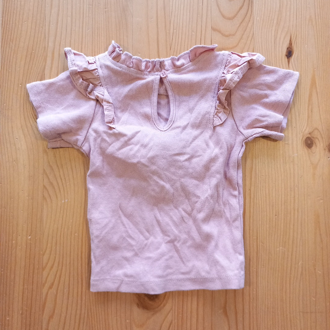 Pink 'Lovely' Ribbed T-Shirt - Girls 6-9 months - River Island