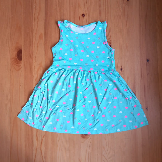 Playwear - Turquoise Hearts Dress (some marks) - Girls 6-7 years - Primark