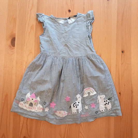 'There's Always Time For A Little Magic' Lined Striped Dress - Girls 5-6 years - George