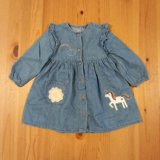 Long Sleeve Denim Dress - Girls 2-3 years - F&F