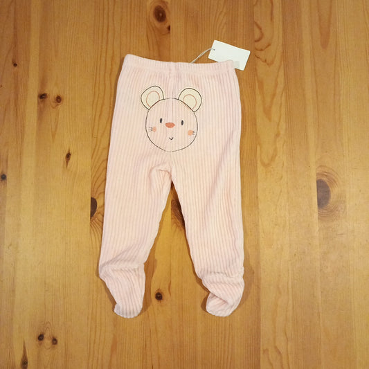 Pink Ribbed Soft Feel Trousers With Feet (BNWT) - Girls 6-9 months - Mothercare