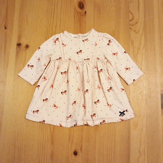 Light Pink Long Sleeve Horses Dress - Girls 3-6 months - Junior J