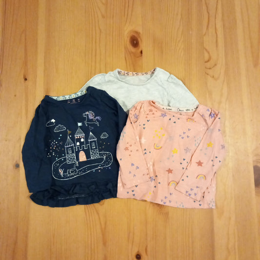 3 x Long Sleeve Tops - Girls 3-6 months - F&F