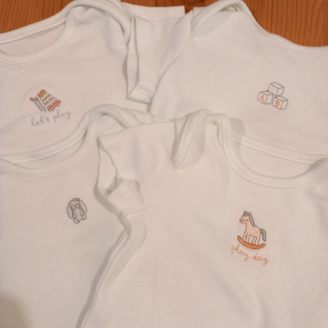 4 x Short Sleeve Bodysuits - Girls 3-6 months - Mothercare