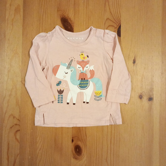 Pink Glittery Unicorn Long Sleeve Top - Girls 9-12 months - Nutmeg