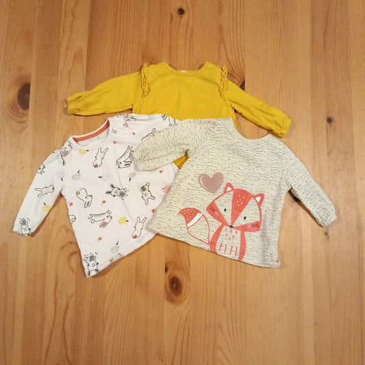 3 x Long Sleeve Tops - Girls Newborn - Peacocks