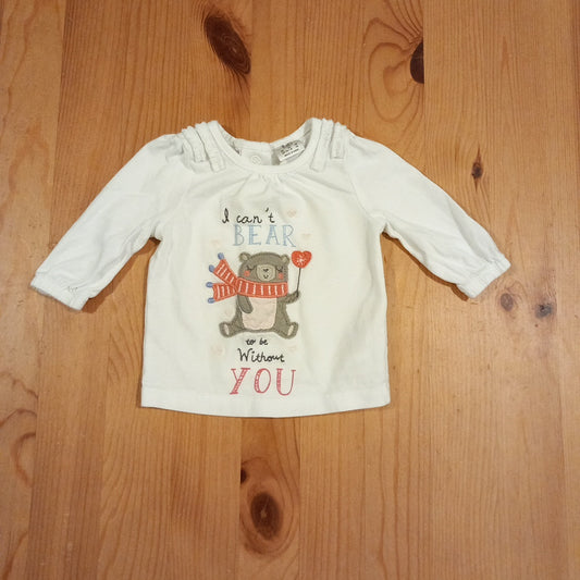 Long Sleeve 'I Can't Bear To Be Without You' Top - Girls up to 1 month - F&F