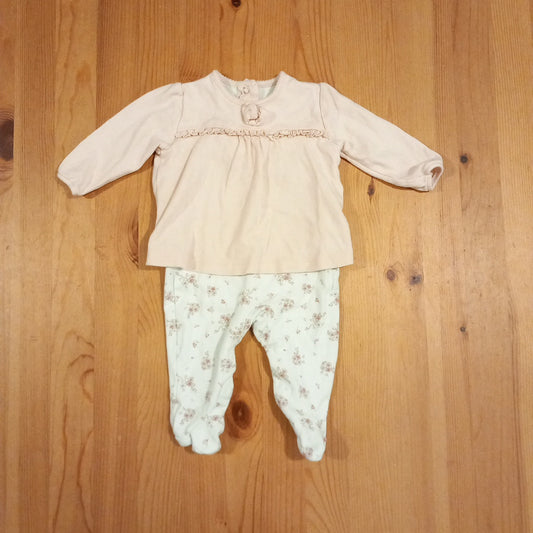Pink Floral Outfit Look Sleepsuit - Girls 0-3 months - Matalan