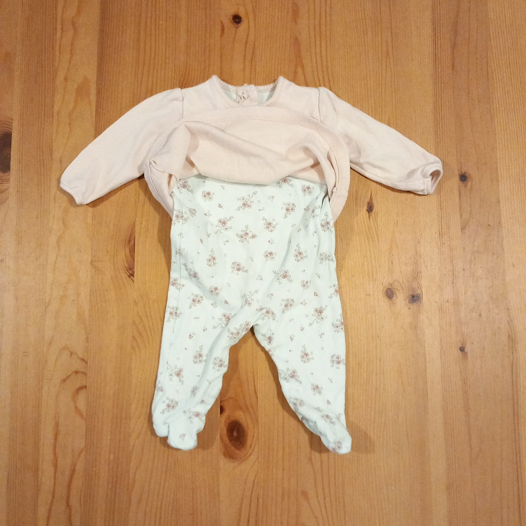 Pink Floral Outfit Look Sleepsuit - Girls 0-3 months - Matalan