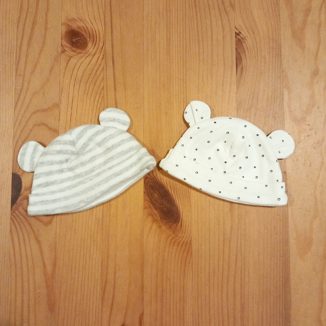 2 x Hats With Ears - Unisex Tiny Baby - F&F