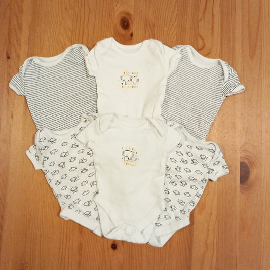 6 x Short Sleeve Bodysuits - Unisex First Size - George