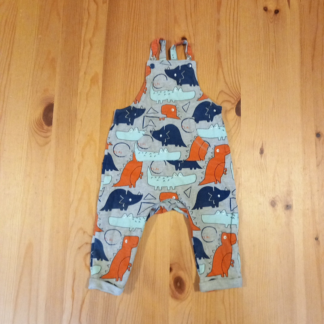 Grey Dinosaurs Dungarees - Boys 6-9 months - Mini Club